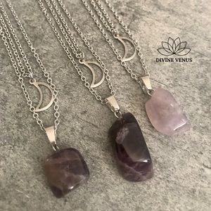 Amethyst Moon Layered Stainless Steel Necklace
